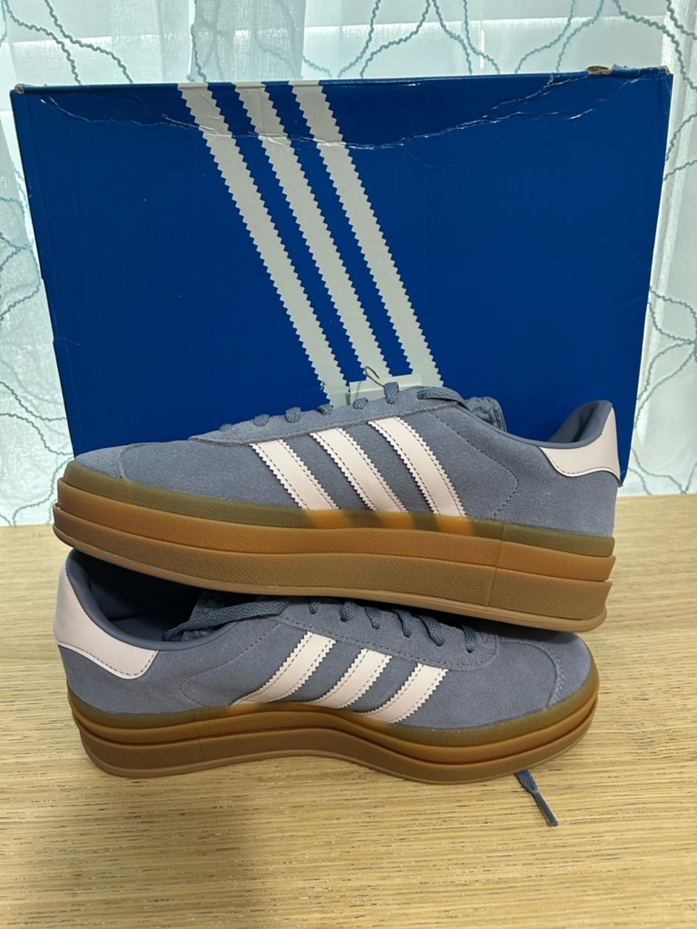 Adidas Womens Greyish lavender/light pink Suede Platform Sneaker with Gum Sole